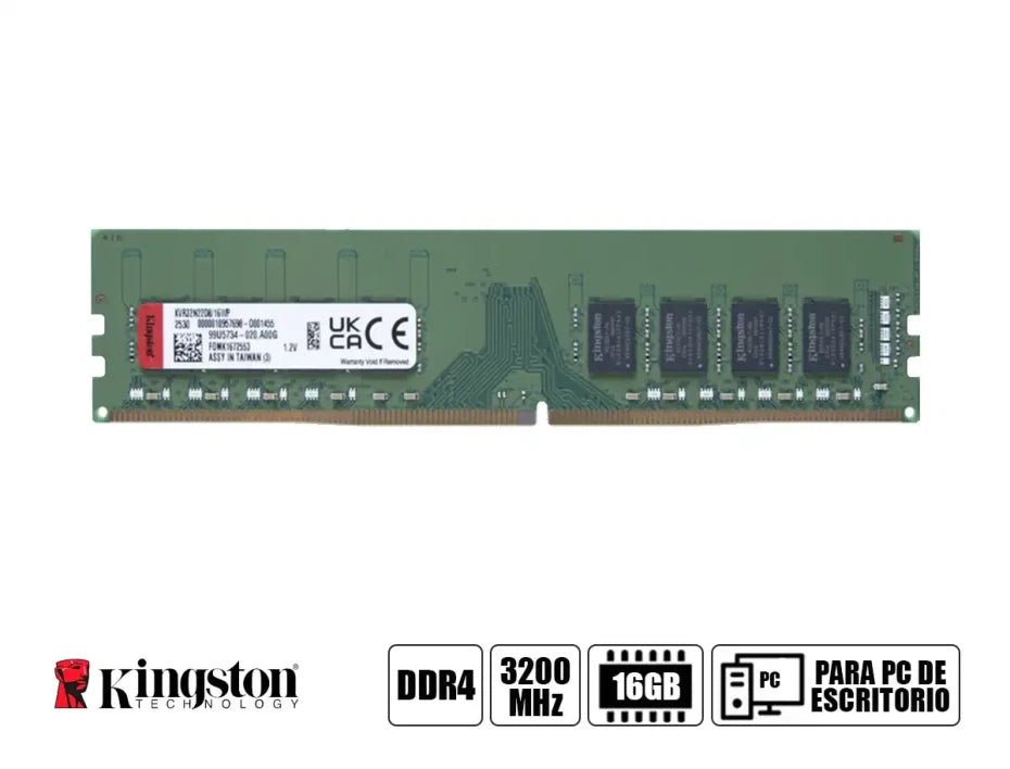 MEMORIA DDR4 KINGSTON 16 GB 3200 MHZ CL22 (NON - ECC, 1.2 V) – MÓDULO DE ESCRITORIO UDIMM DE ALTO RENDIMIENTO KVR32N22D8/16WP - SMART BUSINESS