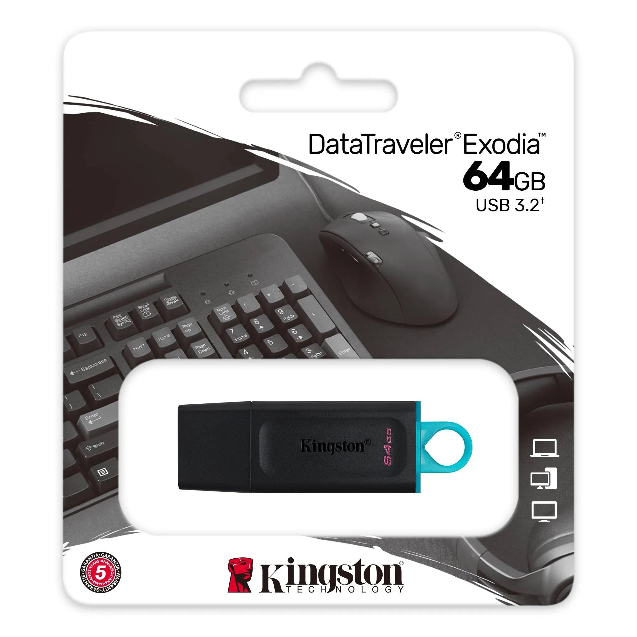 Memoria Flash Usb Kingston Datatraveler Exodia 64Gb, Usb 3.2 Gen 1 - SMART BUSINESS