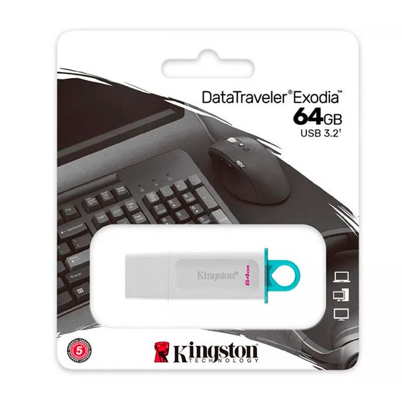 MEMORIA FLASH USB KINGSTON DATATRAVELER EXODIA, 64GB, USB 3.2 GEN 1, BLANCO KC-U2G64-5R - SMART BUSINESS