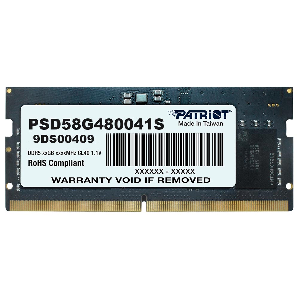 MEMORIA P/NOTEBOOK DDR5 8GB/4800 CL40 SODIMM PATRIOT PSD58G480041S - SMART BUSINESS