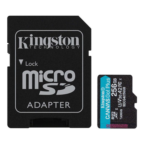 MEMORIAS EXTERNA KINGSTON MICROSDXC CANVAS GO! PLUS - 256GB - CLASS 10/UHS - I (U3) - V30 - 200MB/S LEER - 160MB/S ESCRIBIR - TODA LA VIDA ÚTIL GARANTÍA SDCG4/256GB - SMART BUSINESS