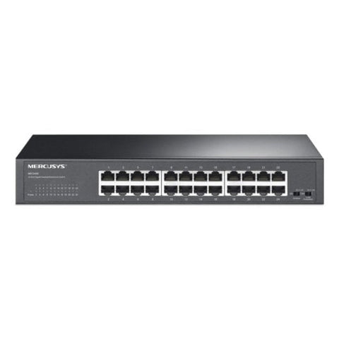 MERCUSYS MS124GS switch Gigabit de 24 puertos para escritorio o rack, vista frontal