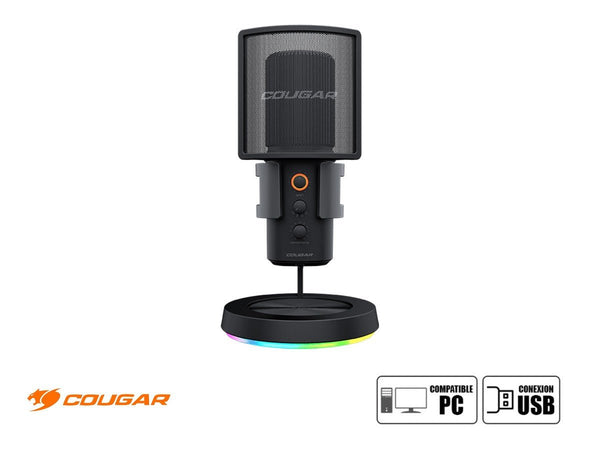 MICRÓFONO COUGAR SCREAMER - X USB CON ILUMINACIÓN RGB, 4 PATRONES DE CAPTURA, REDUCCIÓN DE RUIDO Y BASE ANTIVIBRACIÓN – IDEAL PARA STREAMING, GAMING Y PODCASTING 3H500MK3B.0001 - SMART BUSINESS