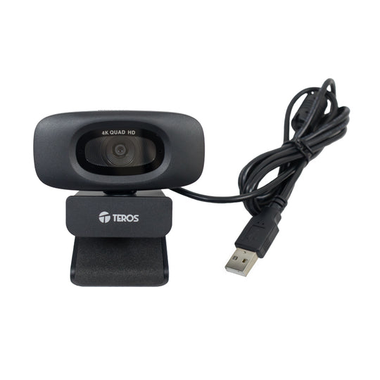 WEBCAM TEROS TE-9073N 4K ULTRA HD, MICRÓFONO INTEGRADO, CONEXIÓN USB 2.0, IMAGEN CLARA Y FLUIDA, IDEAL PARA VIDEOLLAMADAS, STREAMING Y CLASES VIRTUALES