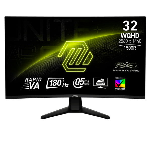 MONITOR CURVO GAMING MSI MAG 32CQ6F 31.5"/WQHD RAPID VA/180HZ/HDMIX2/DPX1/HEADPHONE-OUT X1