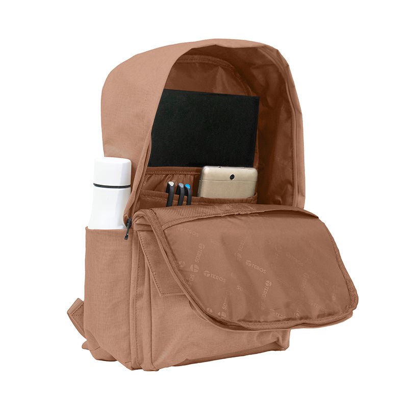 MOCHILA TEROS CITY II MOCHA MOUSSE TE - 9029MM PARA NOTEBOOKS HASTA 15.6" CON COMPARTIMENTOS ORGANIZADORES Y DISEÑO ERGONÓMICO TE-9029MM - SMART BUSINESS