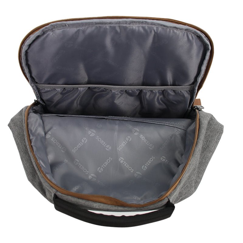 MOCHILA TEROS TE - ACS9023, POLIÉSTER, SOPORTA NOTEBOOKS DE HASTA 15.6", GRIS + MARRÓN TE-ACS9023 - SMART BUSINESS