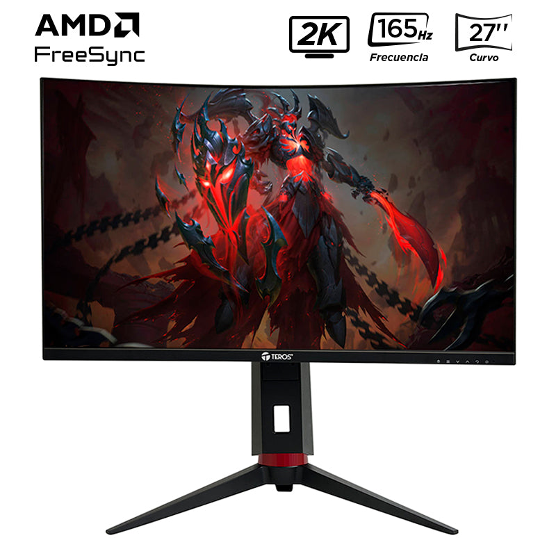 TEROS TE-2767G – MONITOR 27'' CURVO, QHD VA, 180HZ, 1MS, IDEAL PARA GAMING Y TRABAJO CON PIVOT Y CONEXIONES HDMI/DP