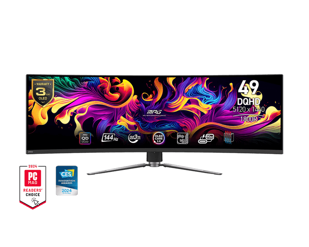 MONITOR LED MSI 49" MPG 491CQP 1440P 144 HZ CURVED QD - O ULTRAWIDE GAMING BLACK MPG 491CQP QD-OLED - SMART BUSINESS