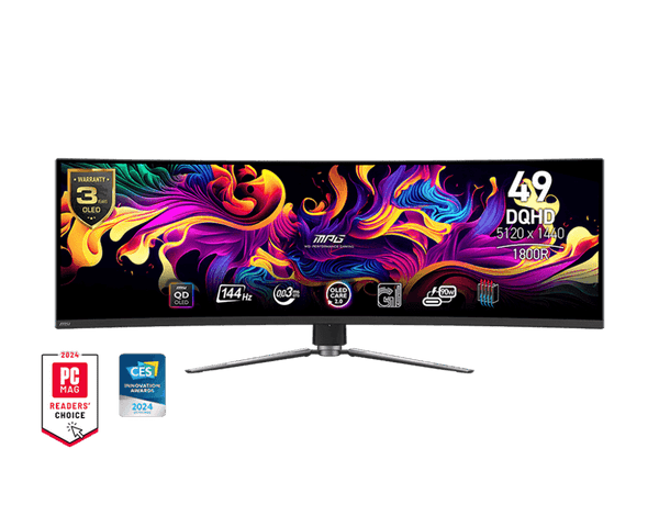 MONITOR LED MSI 49" MPG 491CQP 1440P 144 HZ CURVED QD - O ULTRAWIDE GAMING BLACK MPG 491CQP QD-OLED - SMART BUSINESS