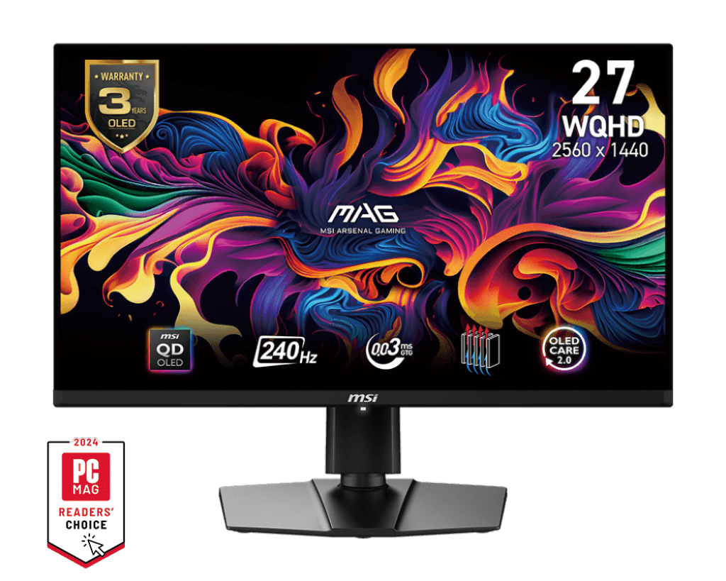 MONITOR MSI MAG 271QPX QD - OLED E2 26.5" QD - OLED QHD 240HZ 0.03MS HDR400 MAG 271QPX QD-OLED E2 - SMART BUSINESS