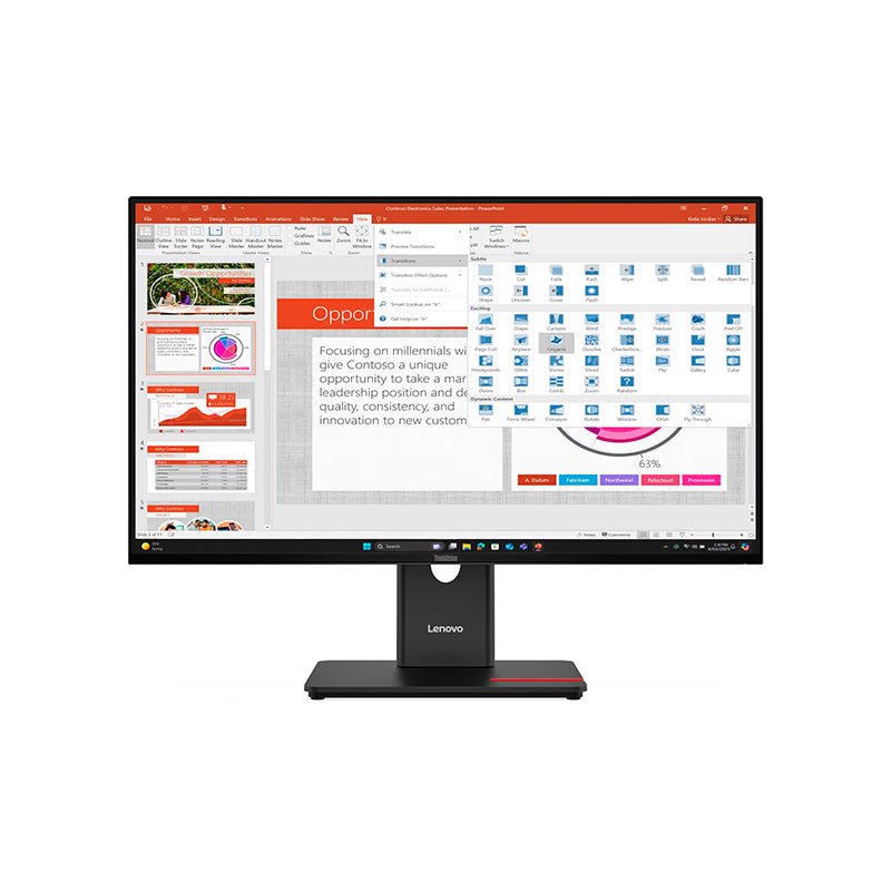 Monitor Plano Lenovo ThinkVision T27 - 40, 27" WLED FHD IPS/HDMI/DP/VGA/USB - C/USB - B/USB - A x3 64A5MAR6LA - SMART BUSINESS