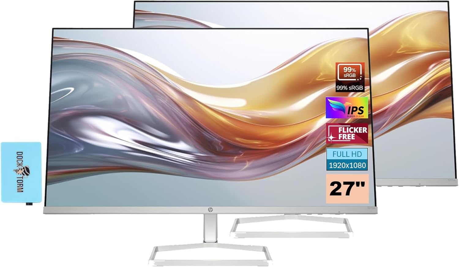 MONITOR SERIE 5 527SW 94F46AA ABA CON BASE DOCZTORM, PANTALLA FHD IPS DE 27 PULGADAS (1920 X 1080), 2 HDMI, 1 VGA, SIN PARPADEO, IDEAL PARA EL HOGAR Y NEGOCIOS, BLANCO/PLATEADOM 94F46AAABA - SMART BUSINESS