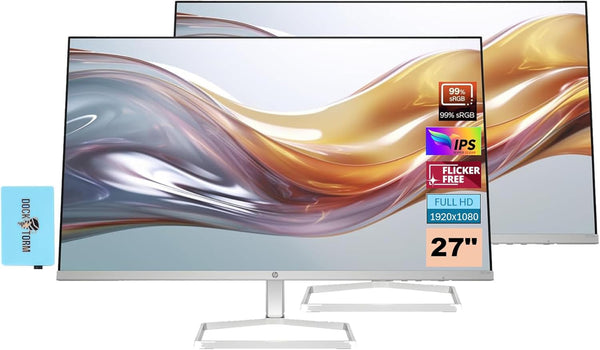 Monitor Serie 5 527sw 94F46AA #ABA con base Docztorm, pantalla FHD IPS de 27 pulgadas (1920 x 1080), 2 HDMI, 1 VGA, sin parpadeo, ideal para el hogar y negocios, blanco/plateadoM - SMART BUSINESS