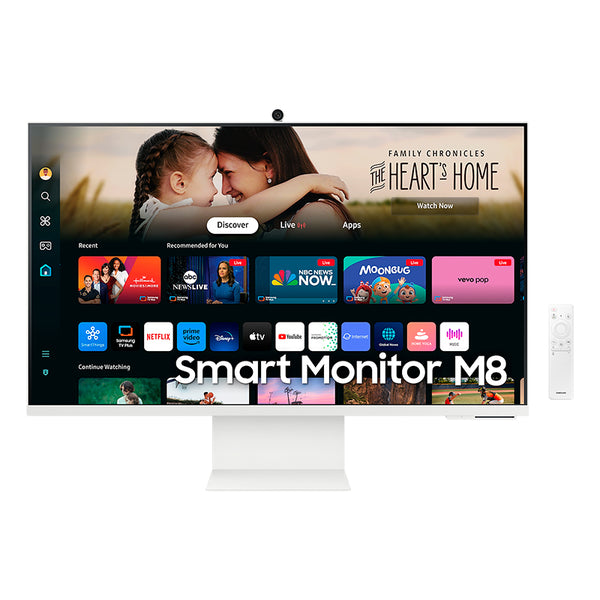SAMSUNG SMART MONITOR M8 DE 32" 4K UHD CON STREAMING TV, WEBCAM SLIMFIT, FUNCIONES IA, HDR Y USB-C, COLOR BLANCO