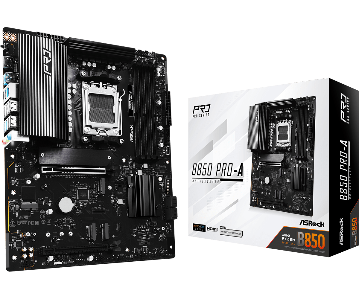 MOTHERBOARD ASROCK B850 PRO - A, CHIPSET AMD B850, SOCKET AM5, FORMATO ATX, COMPATIBLE CON PROCESADORES AMD B850 PRO-A - SMART BUSINESS