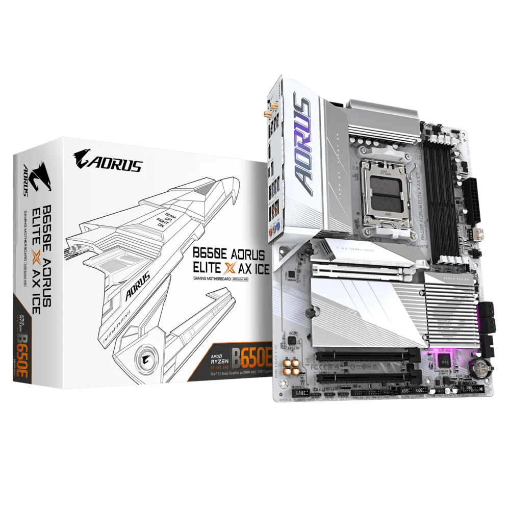 MOTHERBOARD GIGABYTE B650E AORUS ELITE X AX ICE, CHIPSET AMD B650, SOCKET AMD AM5, FORMATO ATX, RENDIMIENTO Y ESTILO SUPERIOR PARA GAMERS Y CREADORES B650E A ELITE X ICE - SMART BUSINESS
