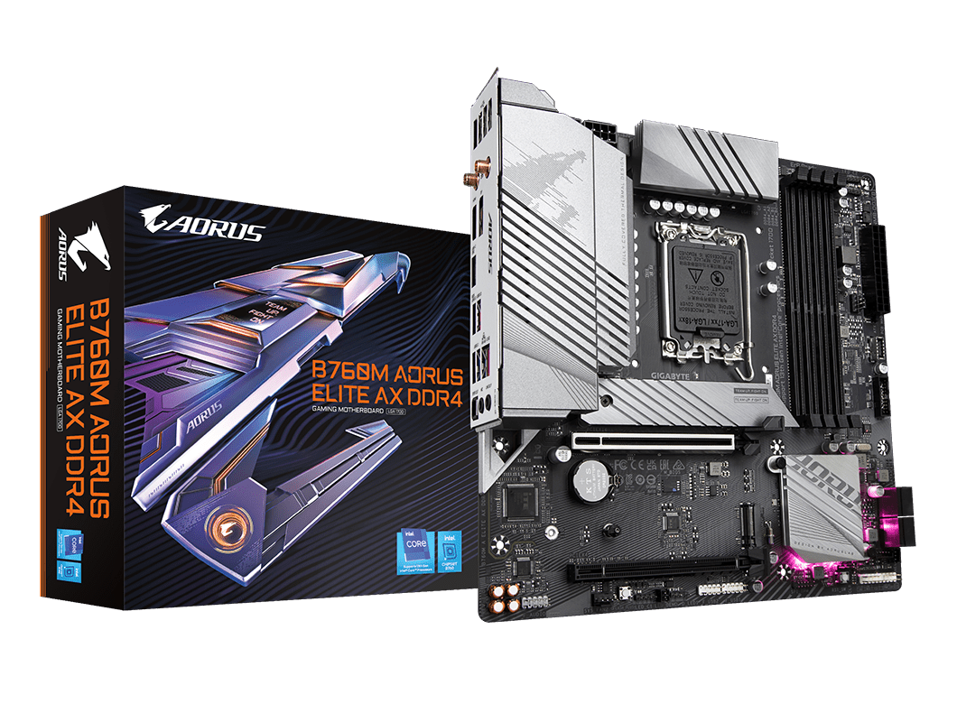MOTHERBOARD GIGABYTE B760M AORUS ELITE AX DDR4, CHIPSET INTEL B760, LGA1700, MATX B760M A ELITE AX DDR4 - SMART BUSINESS