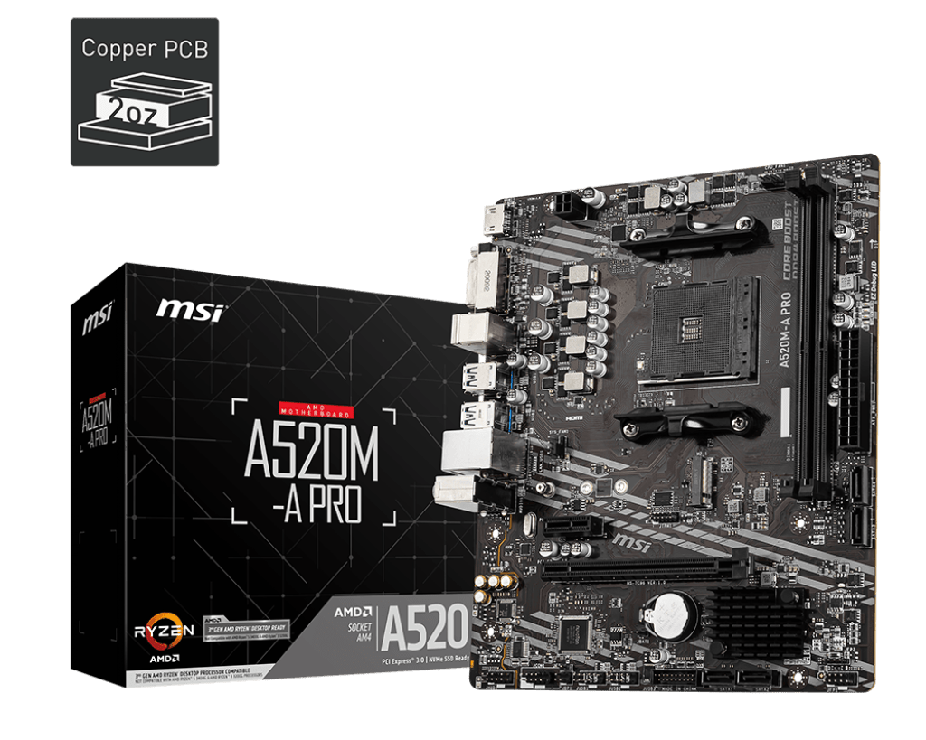 MOTHERBOARD MSI AMD A520M - A PRO 2 CON CHIPSET A520, SOCKET AM4, FORMATO MICRO - ATX 911 - 7C96 - 044 911-7C96-044 - SMART BUSINESS