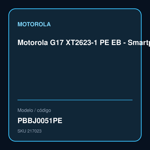 Smartphone Motorola Moto G17 PBBJ0051PE Blueberry vista oficial