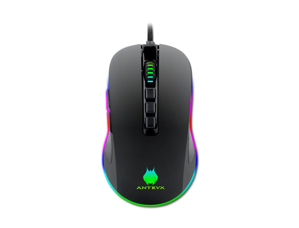 MOUSE ANTRYX KURTAMA GAMING, SENSOR HASTA 12400DPI, ILUMINACION RGB, CON 9 BOTONES, CONEXION USB, COLOR NEGRO (AGM - 6200K) AGM-6200K - SMART BUSINESS