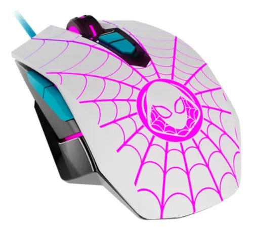MOUSE LICENCIADO XTECH GAMING GHOST SPIDER USB 2400 DPI 7 - BOT PROGRAMABLES CABLE TRENZADO LED WHITE/TURQUESE (XTM - M520SG) XTM-M520SG - SMART BUSINESS