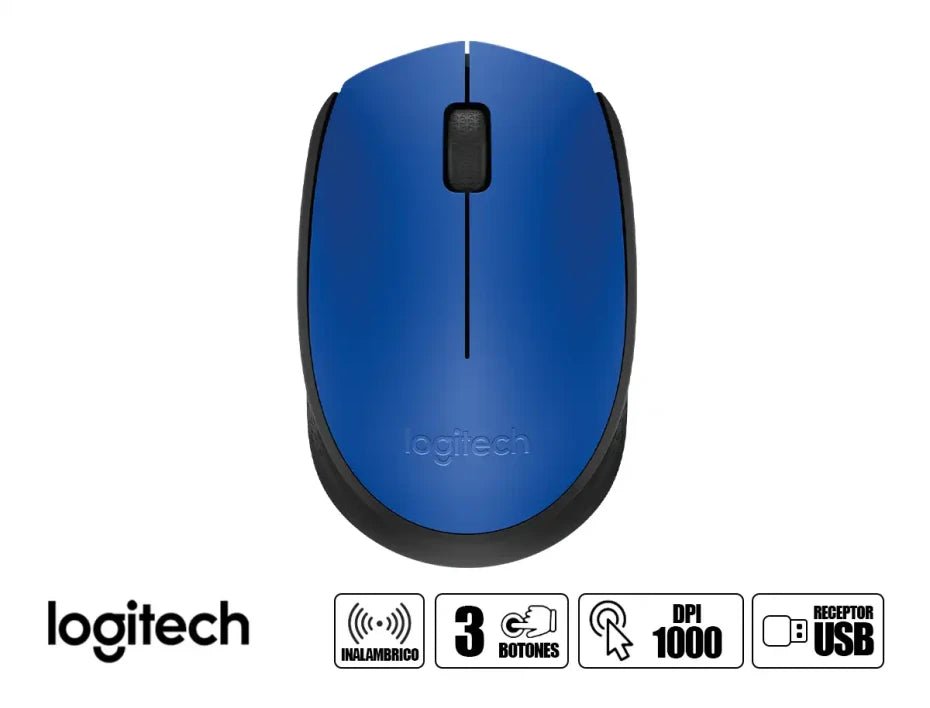 MOUSE LOGITECH INALAMBRICO M170, COLOR AZUL HASTA 1000 DISPLAYPORTI, CON RECEPTOR USB, DISEÑO ERGONOMICO, 3 BOTONES (910 - 004800) 910-004800 - SMART BUSINESS