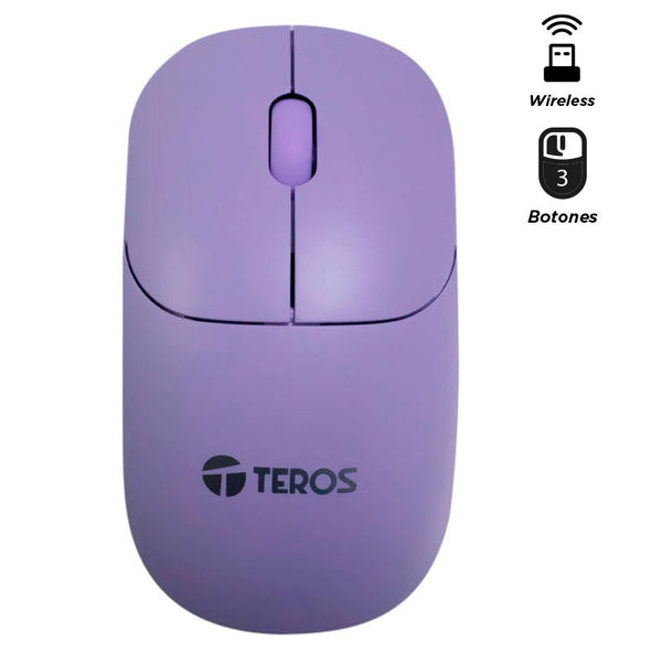 MOUSE ÓPTICO INALÁMBRICO TEROS TE - 1219S, 1000 DPI, RECEPTOR USB, 3 BOTONES, COLOR MORADO TE-1219S - SMART BUSINESS