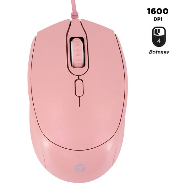 MOUSE ÓPTICO TEROS TE - 1226S – USB, 4 BOTONES, DPI 800/1200/1600, COLOR ROSADO, PRECISIÓN Y CONFORT TE-1226S - SMART BUSINESS