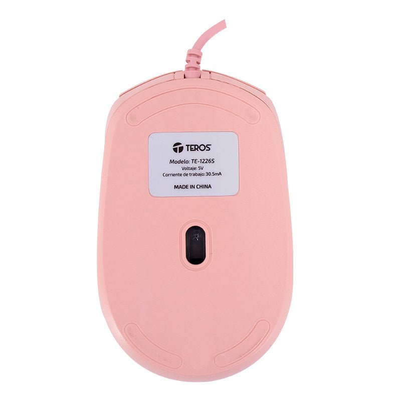 MOUSE ÓPTICO TEROS TE - 1226S – USB, 4 BOTONES, DPI 800/1200/1600, COLOR ROSADO, PRECISIÓN Y CONFORT TE-1226S - SMART BUSINESS