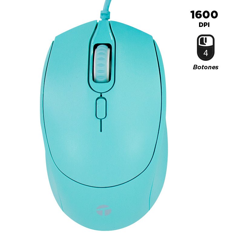 MOUSE ÓPTICO TEROS TE - 1227S – USB, 4 BOTONES, DPI 800/1200/1600, COLOR VERDE, PRECISIÓN Y CONFORT TE-1227S - SMART BUSINESS