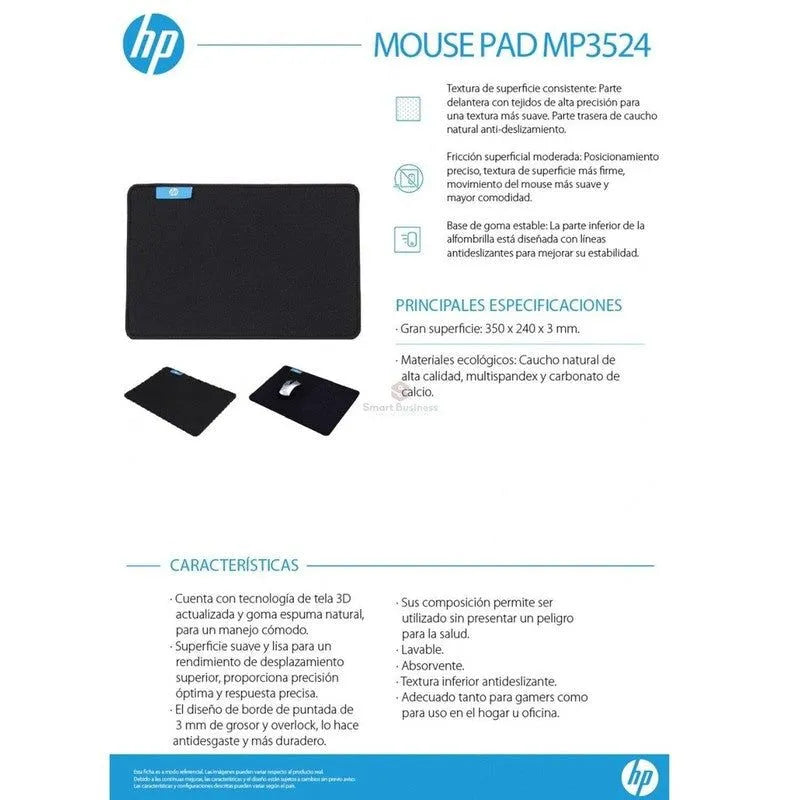Mouse Pad Hp Gamer Pequeño Mp3524 350X240X3Mm - SMART BUSINESS