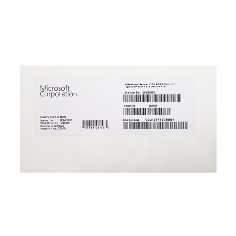 PRODUCTO DE SOFTWARE: LICENCIA SERVER CAL2025 1PK PARA DISPOSITIVO, MEJORA LA GESTIÓN DE ACCESO A RECURSOS DEL SERVIDOR