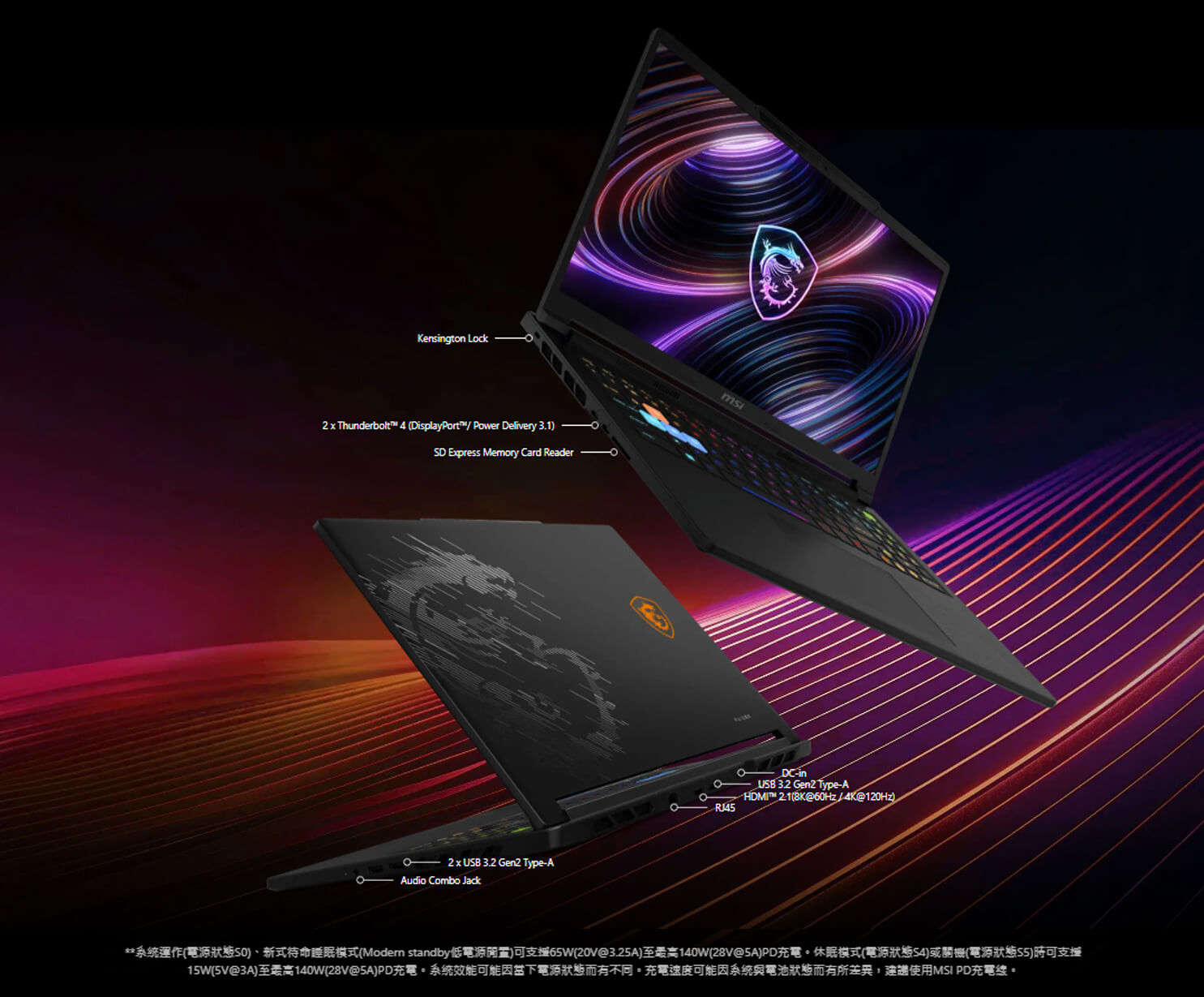 MSI Raider 16 HX B2WI 9S7-265122-272 puertos y conectividad