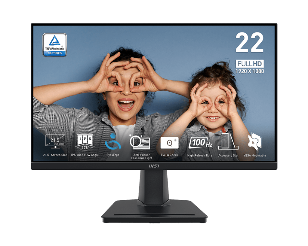 MSI COMPONENTES (A) MONITOR MSI PRO 21.5 FHD/IPS/ 1MS/100 HZ/HDMI/VGA PRO MP225 - SMART BUSINESS