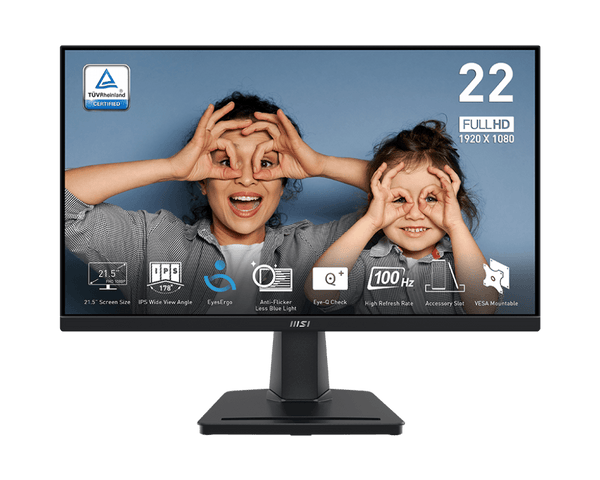 MSI COMPONENTES (A) MONITOR MSI PRO 21.5 FHD/IPS/ 1MS/100 HZ/HDMI/VGA PRO MP225 - SMART BUSINESS