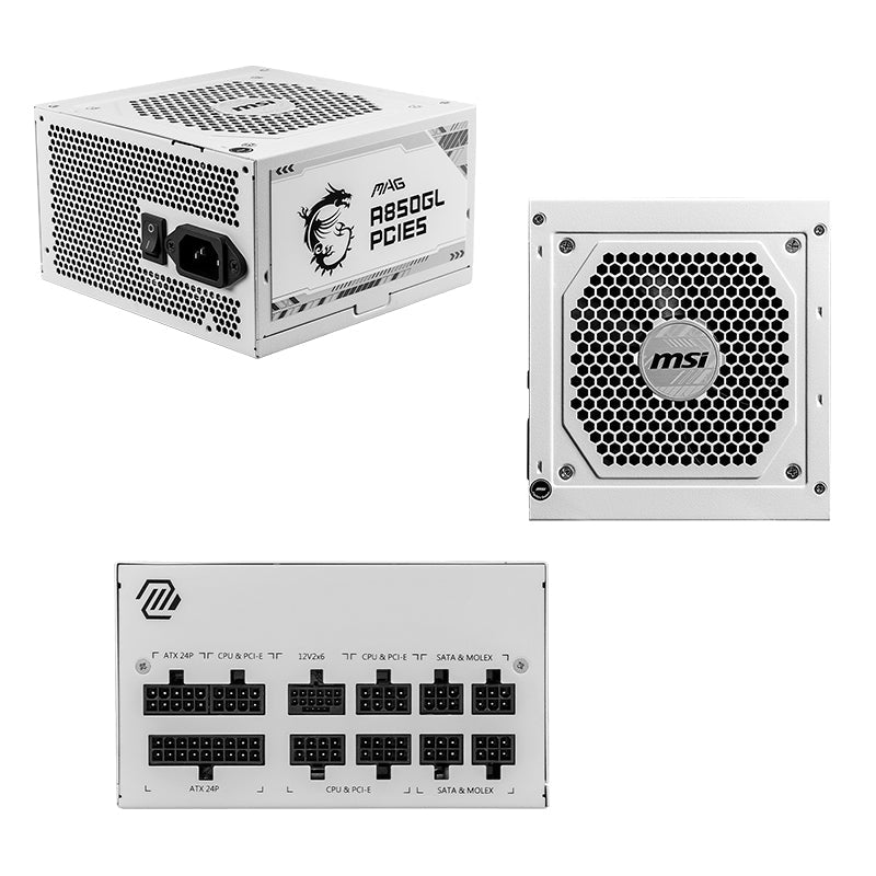 Fuente de alimentación MSI MAG A850GL PCIE5 WHITE, certificación 80 PLUS Gold, formato ATX modular. - SMART BUSINESS