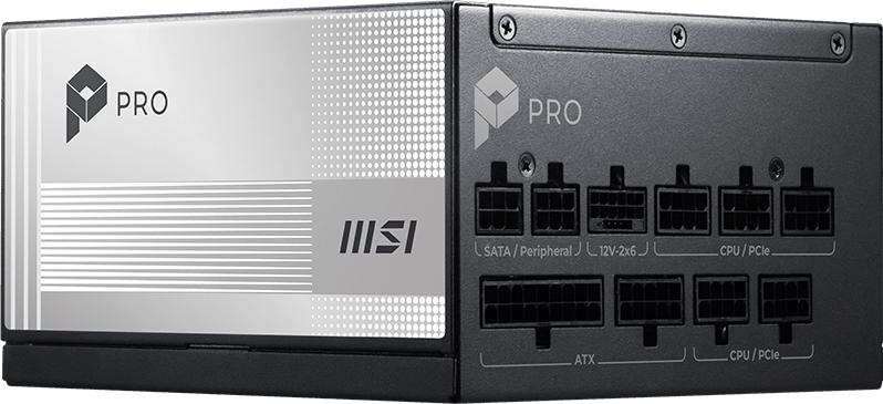 Fuente de poder MSI PRO A1000PL PCIE5 vista oficial