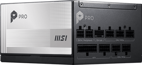 Fuente de poder MSI PRO A1000PL PCIE5 vista oficial