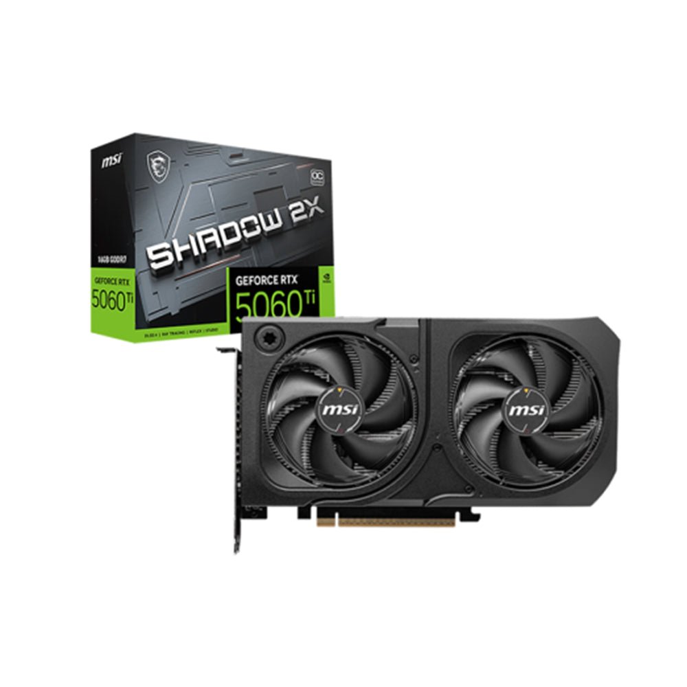 MSI GEFORCE RTX 5060 TI SHADOW 2X OC PLUS 16GB GDDR7 128 - BIT – TARJETA GRÁFICA GAMING CON REFRIGERACIÓN DUAL Y OVERCLOCK DE FÁBRICA 912-V535-029 - SMART BUSINESS