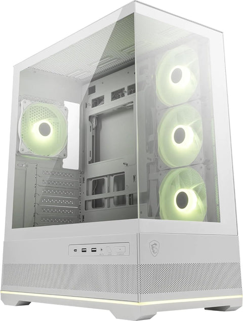 MSI MAG PANO 110R PZ WHITE gabinete Mid Tower vista frontal