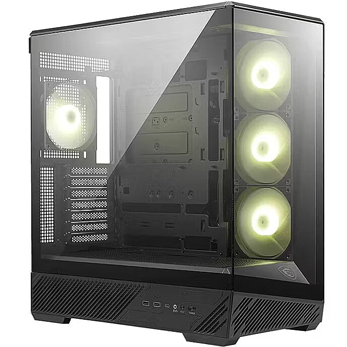 Gabinete MSI MAG PANO 130R PZ Black vista angular
