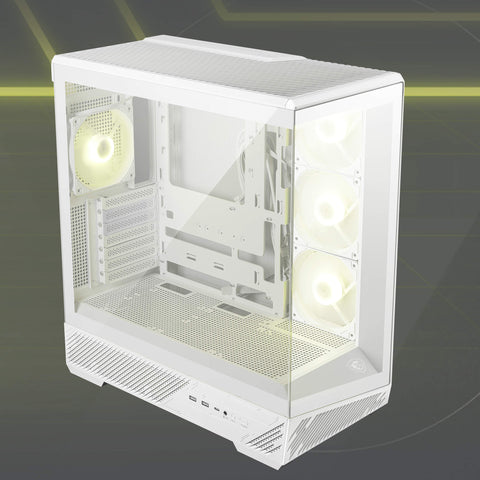 MSI MAG PANO 130R PZ White gabinete Mid-Tower vista frontal
