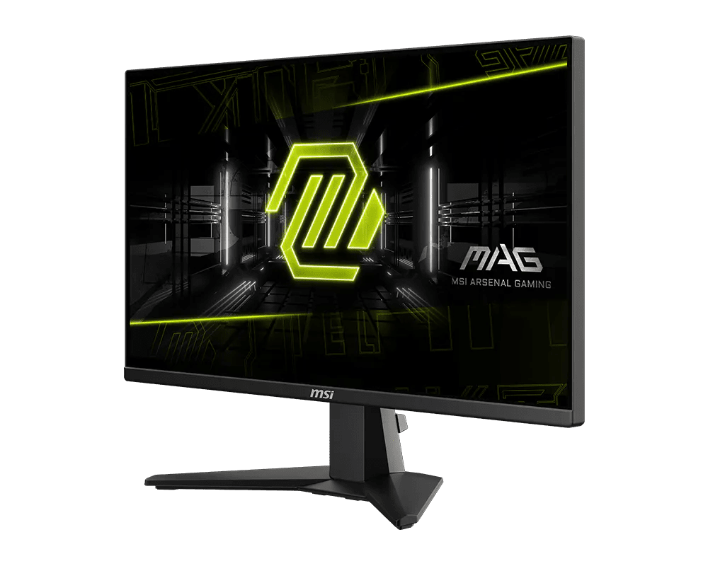 Monitor MSI MAG 255F E20 vista frontal en tres cuartos derecho