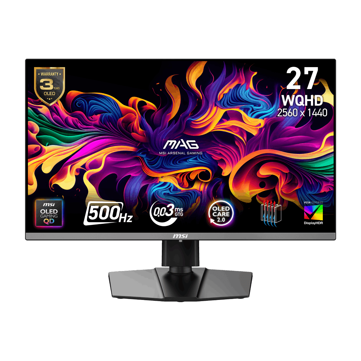 MSI MAG 272QP QD-OLED X50 vista frontal oficial 500 Hz