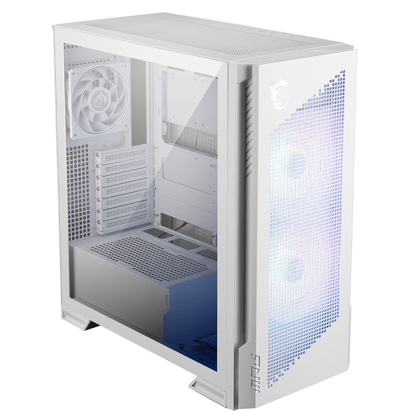 MSI MPG VELOX 300R AIRFLOW PZ WHITE – CASE MID - TOWER GAMING BLANCO CON ALTO FLUJO DE AIRE, PANEL LATERAL DE VIDRIO, COMPATIBILIDAD E - ATX Y REFRIGERACIÓN LÍQUIDA, USB - C 20 GB/S MPG VELOX 300R AIRFLOW PZ WHIT - SMART BUSINESS
