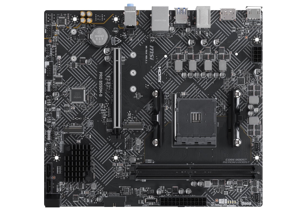 MSI PRO B550M-B placa madre AMD B550 AM4 vista superior