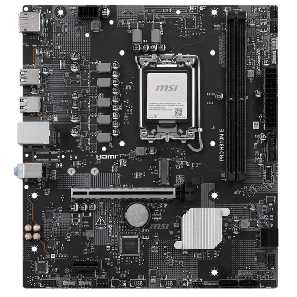 MSI PRO H810M-E placa madre Intel H810 LGA1851 vista superior