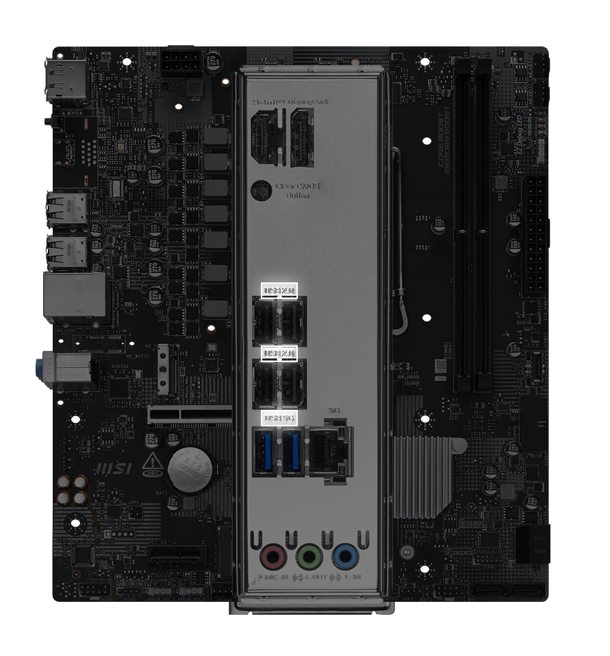 MSI PRO B860M-E placa madre vista de conectividad posterior