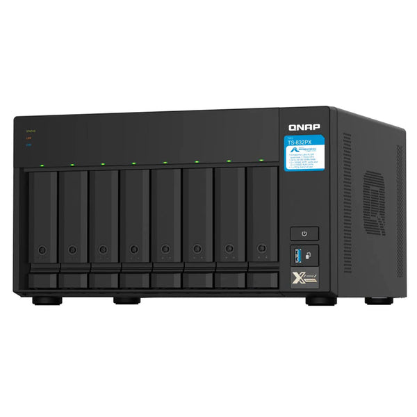SISTEMA DE ALMACENAMIENTO SAN NAS QNAP TS-832PX-4G US 8 BAHÍAS 4GB DDR4 QUAD-CORE 1.70GHZ ETHERNET 10GBPS RAID MULTIPLE